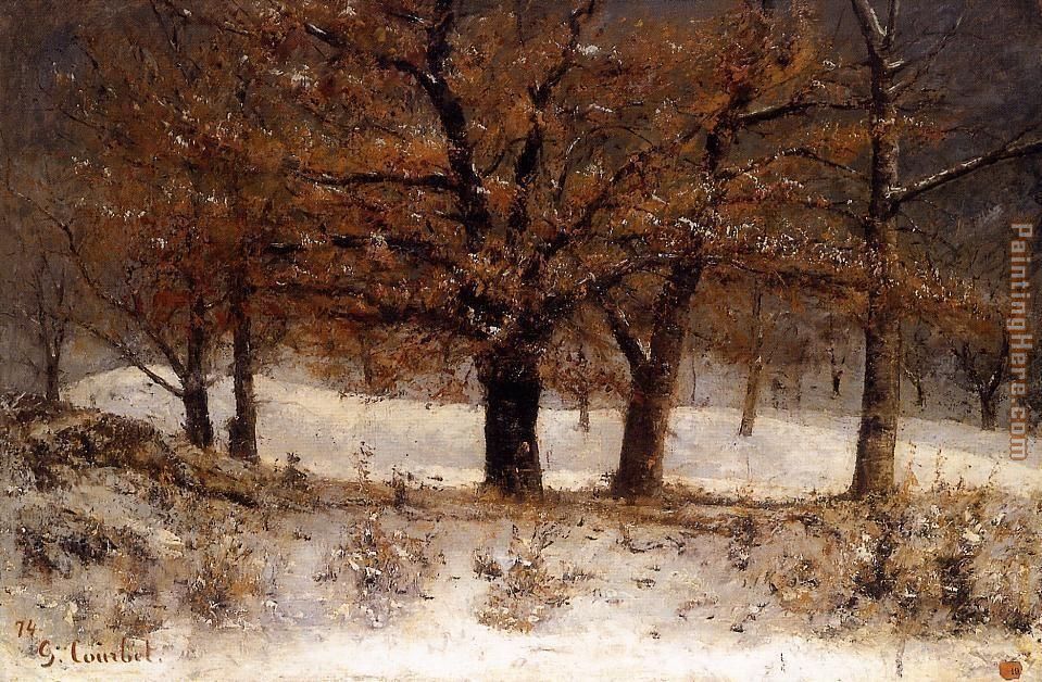 Landscape with snow painting - Gustave Courbet Landscape with snow art painting